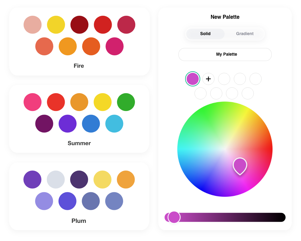 Beautiful color palettes for adult coloring book app